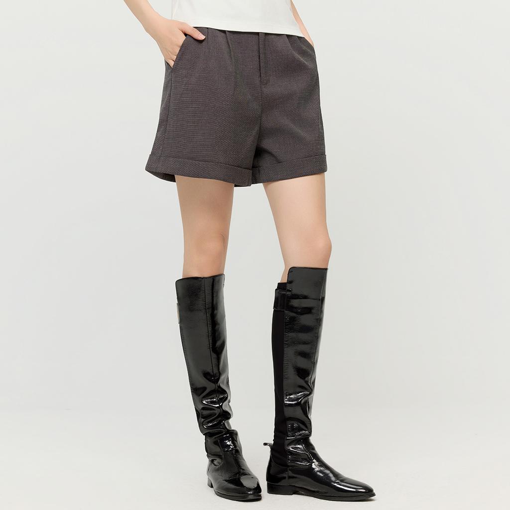 [Same as in the mall] Fashionable, simple, loose fitting suit shorts for women, casual, relaxed, high waisted, versatile, casual wide leg pants