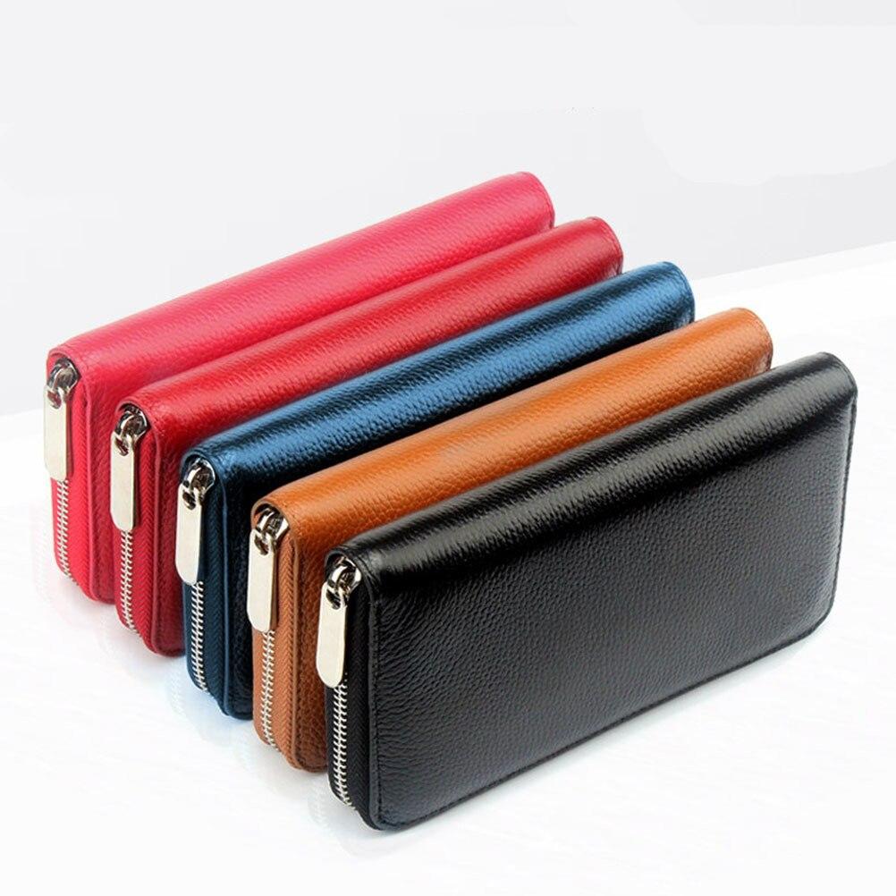 Женский кошелек из натуральной кожи, большой вместительный мужской кожаный клатч, модный длинный стандартный кошелек на молнии, сумка для денег