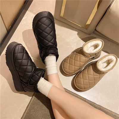 Женские зимние утепленные полусапожки с утеплителем, с круглым носком, удобные зимние сапоги с толстой подошвой