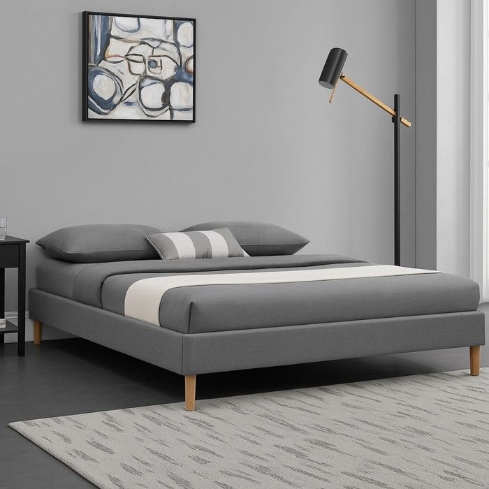 Adrien - Solide et Confortable Sommier Tapissier gris Pieds en 20 cm pour matelas en 120x200 - 2 x 13 Lattes - M