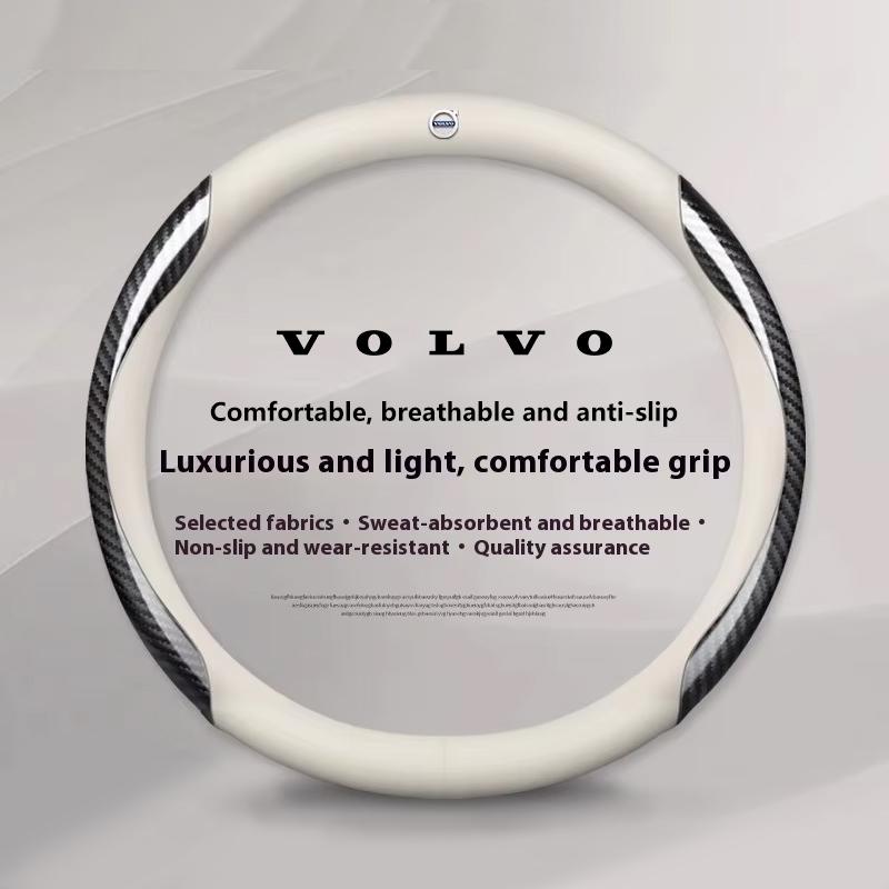 Для Volvo XC60 XC70 XC90 S60 S80 S90 V40 V50 V60 V90 38 см Карбоновое волокно Кожаная противоскользящая оплетка руля автомобиля Аксессуары