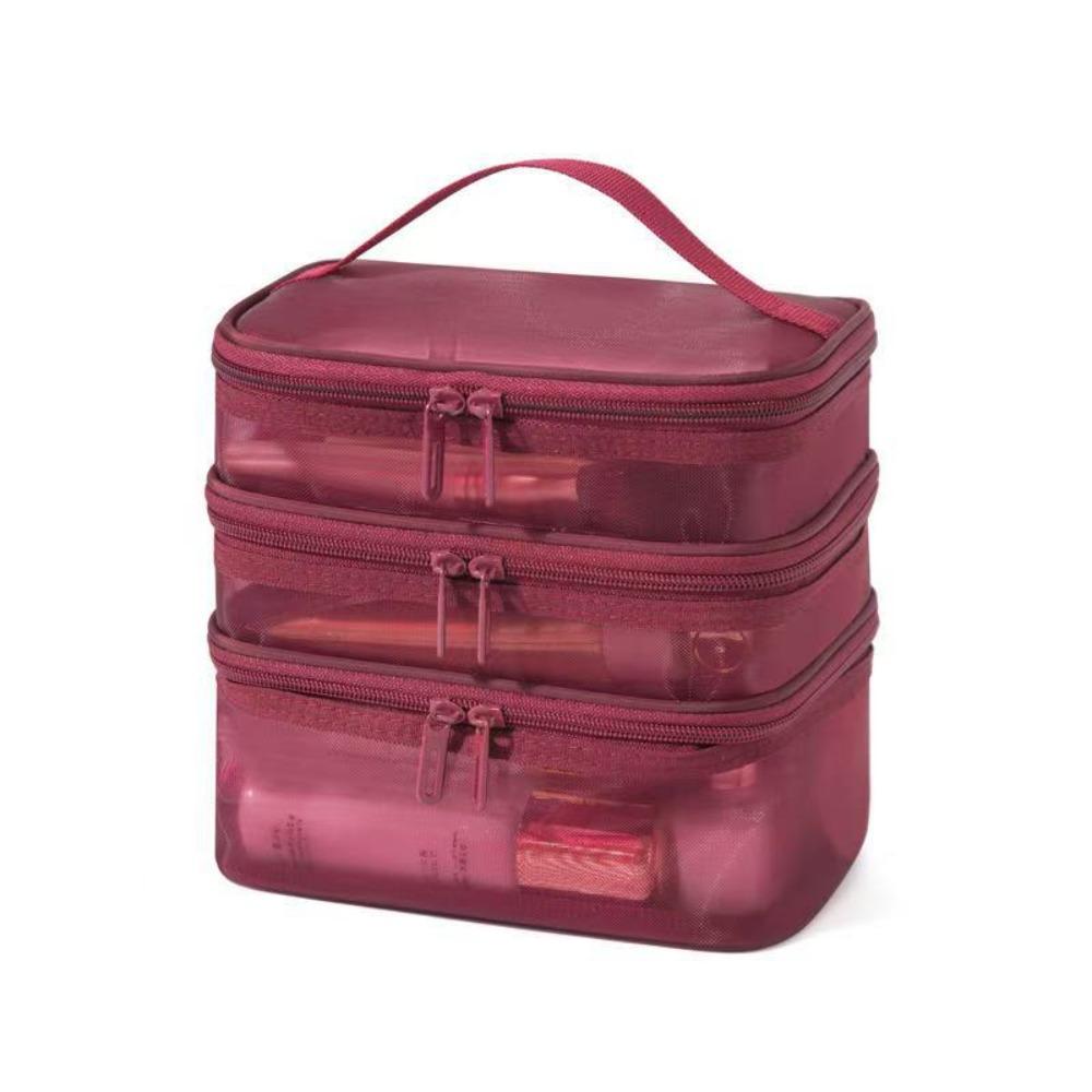 Multifunctional Transparent Mesh Travel Cosmetic Bag Storage 2/3 layer Toiletry Bag Large Capacity Makeup Case Cosmetic Storage