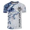 Cross Border 3D T-shirt, Personalized European and American Style Men's T-shirt, Short Sleeved 3D Printed T-shirt, Wolf Blue Trendy Men's Couple Style