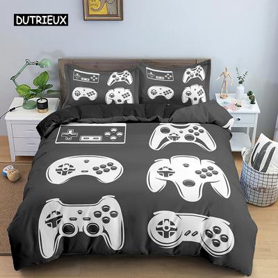 Подростковый видеоигровой стеганый пододеяльник King Gamepad Controller Комплект постельного белья для детей Мальчики Девочки Молодежный игровой комплект постельного белья из полиэстера