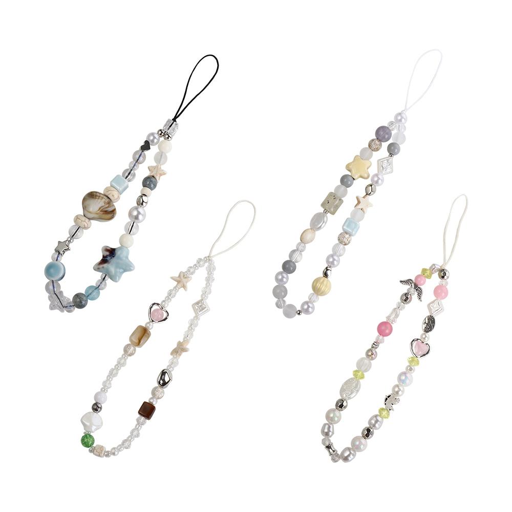 Hanging Cord Phone Strap Star Pearl Mobile Lanyard Trendy Pendant Beaded Phone Chain  Jewelry Gift