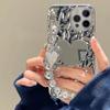 Luxury Electroplated Pleated Heart Mirror Bracelet Case for iPhone 15 14 13 12 11 Pro Max XS XR 7 8Plus All-inclusive Fall Protection Cover