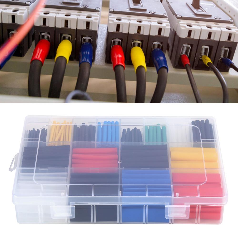 580 Pcs Insulation Shrinkable Tubes Assortment Shrink Ratio 2:1 Wire Cable Sleeve  Electrician