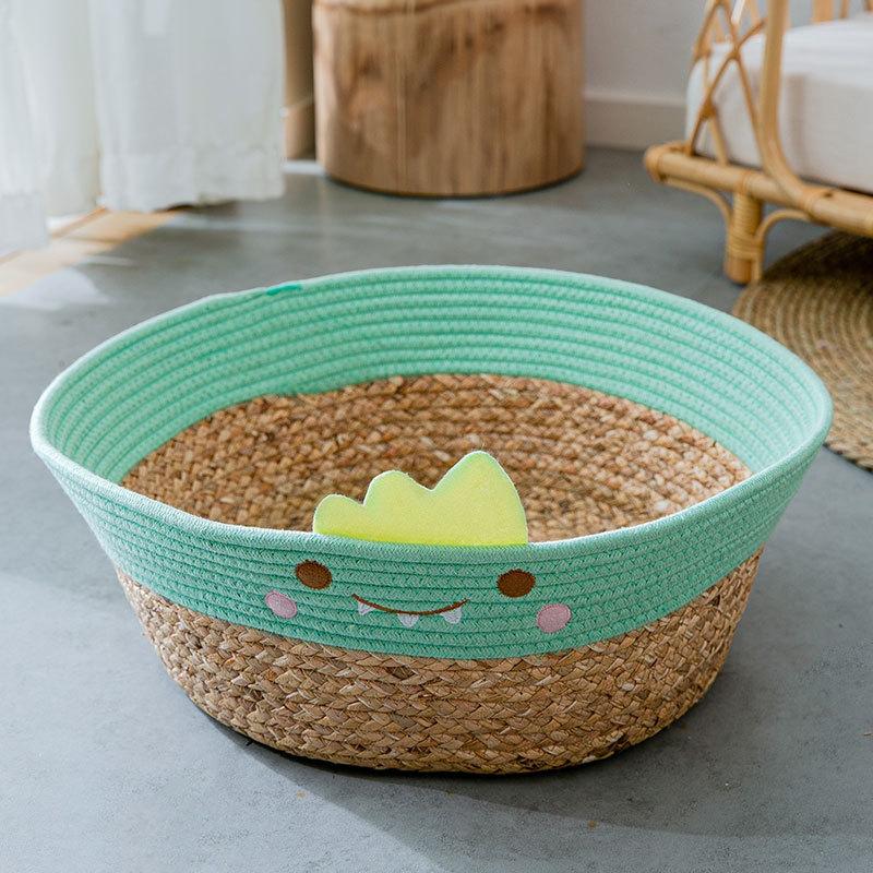 Весенне-летний кошачий гамак, летнее спальное прохладное гнездо, коврик ручной работы из соломы, плетеное гнездо для кошек, гнездо для кошек из ротанга