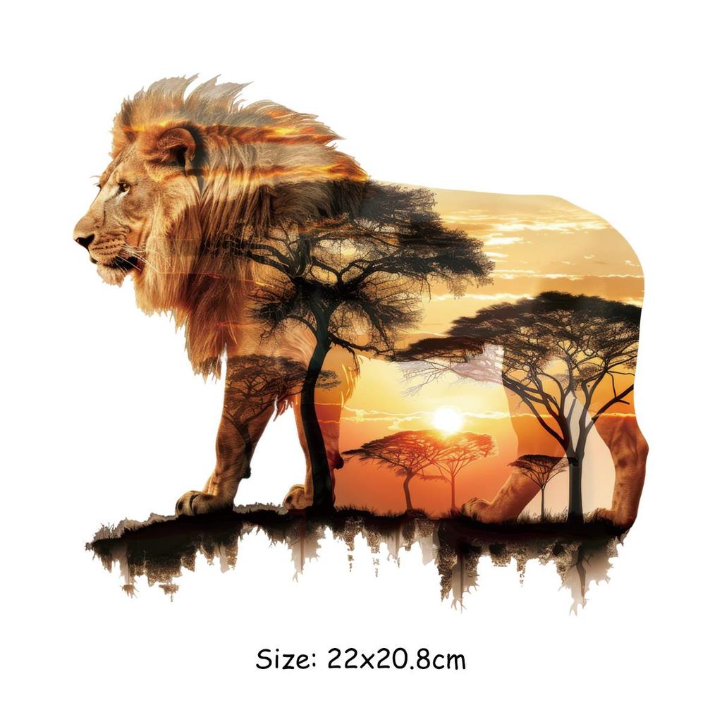 Творческие животные с пейзажем Термоперевод Винил Лесные животные Parches Ropa Футболки Толстовки Сделай Сам Одежда Наклейки Пользовательские