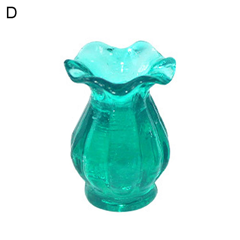 Миниатюрная стеклянная кружевная ваза с цветами разных цветов для кукольных домиков