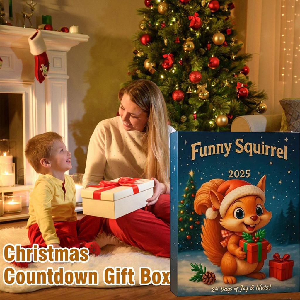 Рождественский Адвент-календарь 2025 на тему белок 2D акриловые украшения 24-дневный календарь обратного отсчета подвеска декор для рождественской елки подарок