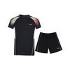 Дышащая быстросохнущая футболка с коротким рукавом и шорты, повседневный спортивный комплект для мужчин, черный цвет AATR045-1