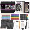 HIFORNY Drawing Sketching Set Professional Art Supplies Metallic Blending Coloring Zipper Case & Graphite, Charcoal, Color, Watercolor, Pencil, Tool,