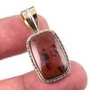 Natural Mahogany Obsidian Gemstone 925 Solid Silver Two Tone Pendant 1.50'' Q9e14