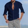 Дизайнерские весенне-летние мужские повседневные рубашки из хлопка и льна, однотонные рубашки с длинными рукавами, свободные рубашки с воротником-стойкой