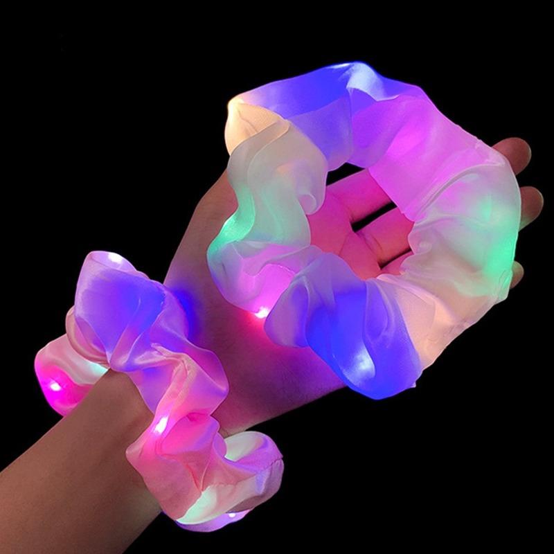 Светящийся LED Большой Кишечник Кольцо для Волос Прыгающий Ди Электрический Слог Эластичный Мигающий Аксессуар для Волос Блестящий Поддерживающий Ободок