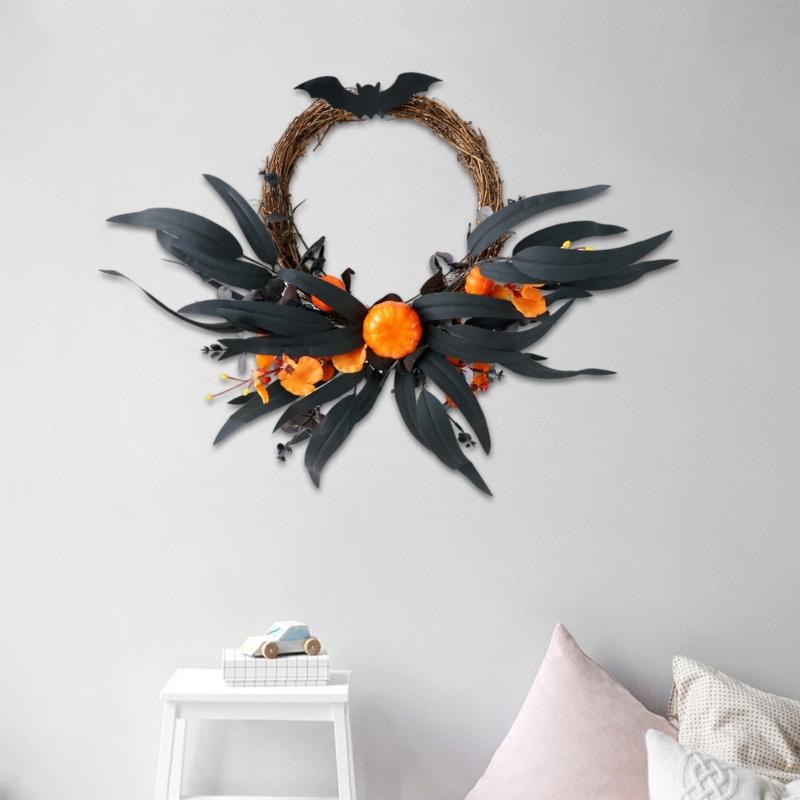 Подвесной венок для празднования Хэллоуина Страшные Разноцветные Гирлянды на дверь Аксессуары Вечеринка В помещении На улице Декор для вечеринки