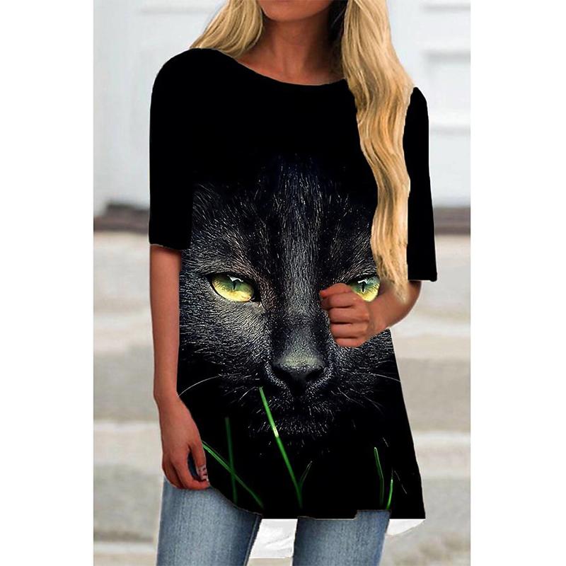 Летние футболки с 3D-принтом «Кошки и животные», женская уличная одежда, повседневная футболка с коротким рукавом, свободные топы Y2K, туники, футболки, женская одежда