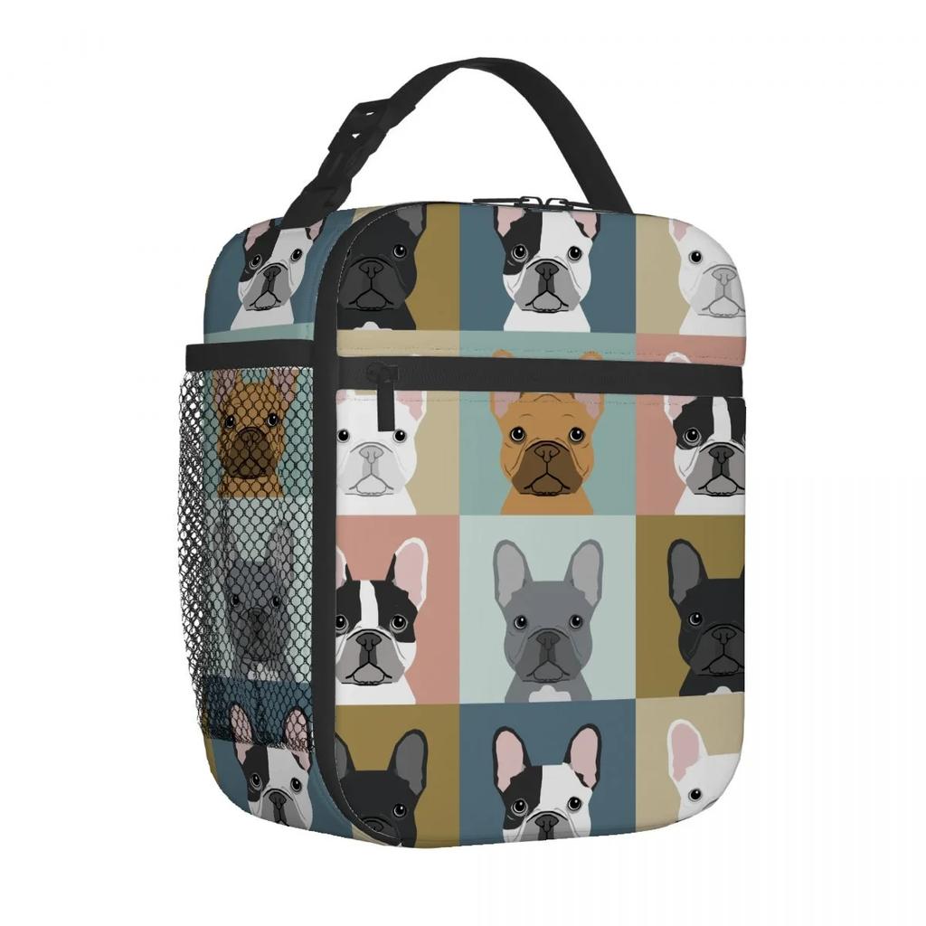 Французский бульдог мультфильм сумка для ланча портативный алюминиевая фольга утолщенный изолированный сумка для ланча подарочный водонепроницаемый сумки для ланча