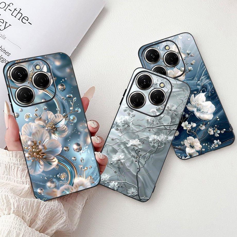 Роскошный матовый силиконовый мягкий чехол для Tecno Spark 20 20Pro 20 Pro+ 4G 5G Spark 20C KJ7 KJ6 KJ5 BG7 Чехол Цветок Любящее Сердце