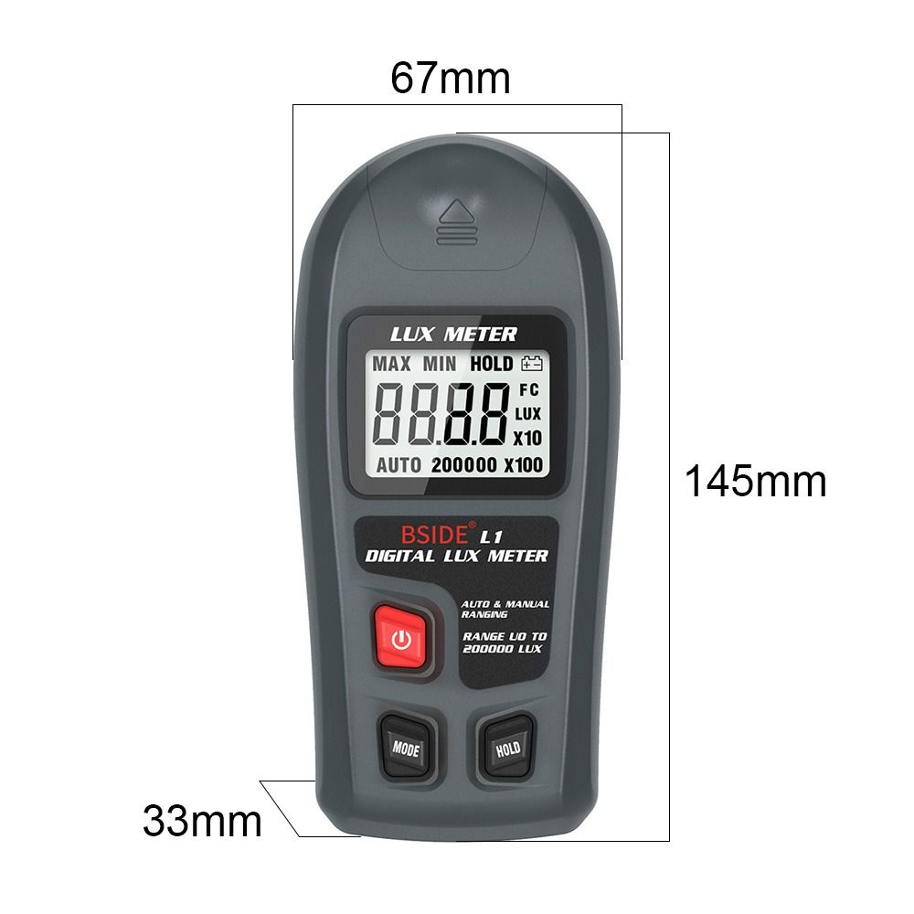Max Min Handheld Illuminance Meter Digital Light Meter LCD 200K Lux/Fc Photometer Lux Tester