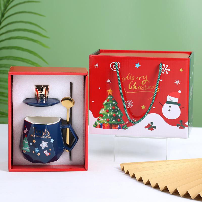 Высокая рождественская чашка креативная керамическая чашка Санта-Клаус кружка рождественский подарок чашка для воды с крышкой ложка чашка