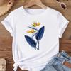(Asian Size) Women Print Tee Top Fashion T Shirt Woman Female T Flower Watercolor Trend 90s  Clothing Short Sleeve Graphic T-shirts