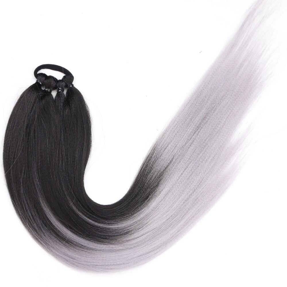 MISSQUEEN Косы Наращивание хвоста Синтетические боксерские косички с обертыванием вокруг резинки Косы яки Конский хвост 26 дюймов