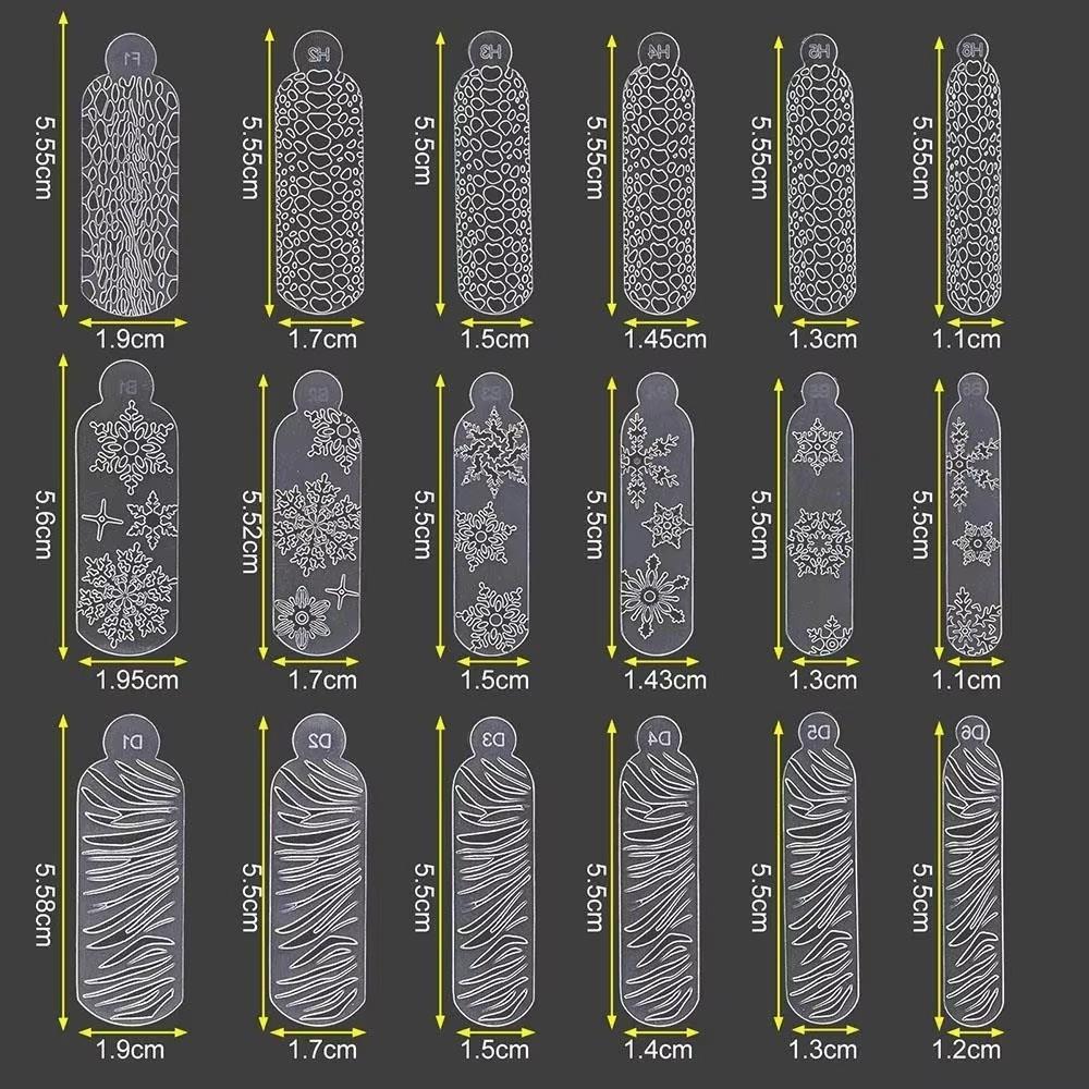 24PCS Snowflake Silicone Nail Sticker Quick Carving Leopard 3D French Nail Stamping Tool Universal Size Nail Crystals Molds