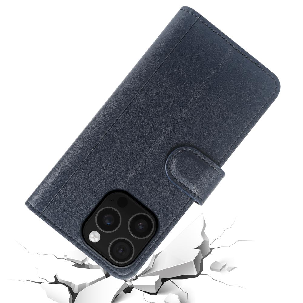 For iPhone 16 Pro Phone Cases Genuine Split Leather Wallet Mobile Cover Stand