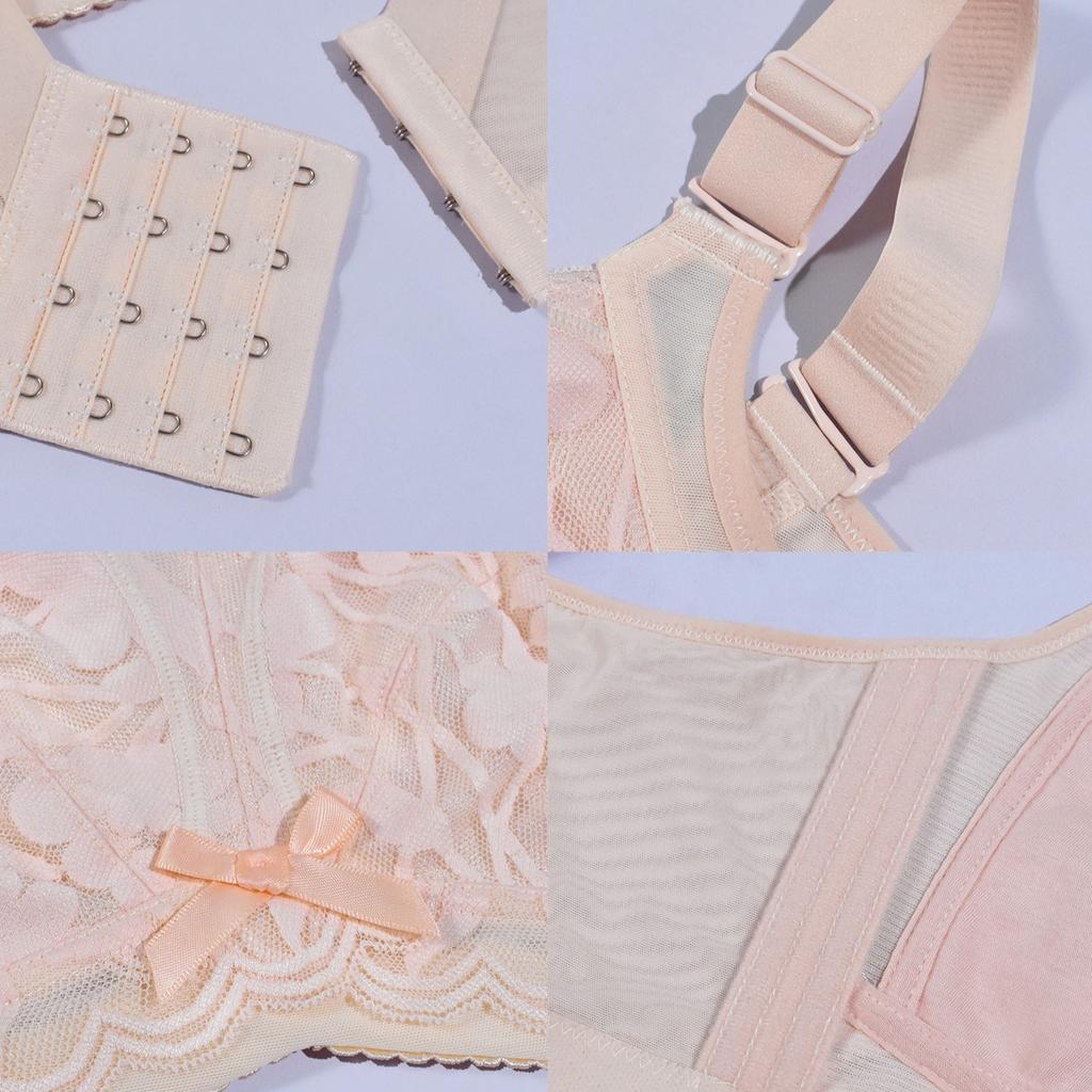 Lace No-wire Push-up Bra with Adjustable Straps Slim Fit Plus-size Underwear