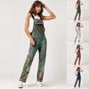 Womens Fleece Overalls One-piece Jumpsuits Adjustable Suspender Straps Warm Winter Fuzzy Ski Pants