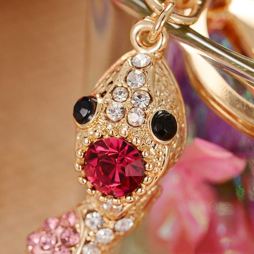 Fortune Rhinestone Snake Keychain Exquisite Women's Bag Pendant Cute Snake Lucky Pendant  Couple