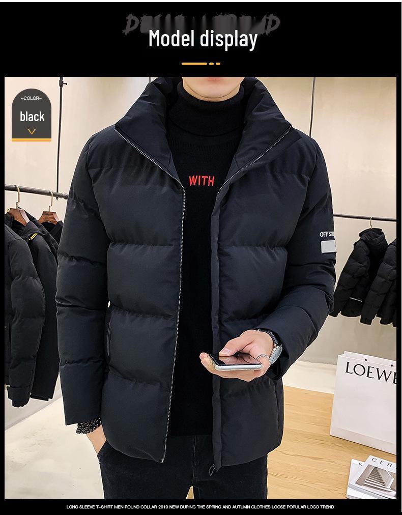 Мужская зимняя хлопковая куртка NASA - С воротником-стойкой, Утепленная, Теплая верхняя одежда, Модная распродажа.