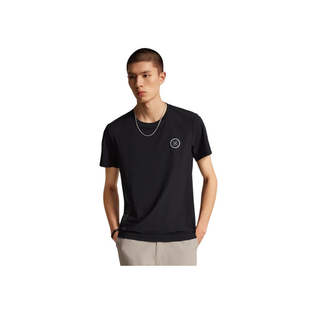 Li Ning Wade Series Comfortable Breathable Versatile Casual Simple Round Neck Pullover Short Sleeve T-Shirt Men T-Shirt Black ATSV017-1