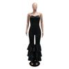 Women's New Fashion Sexy Bustier Solid Colour Pressed Pleated Lace Jumpsuit Female