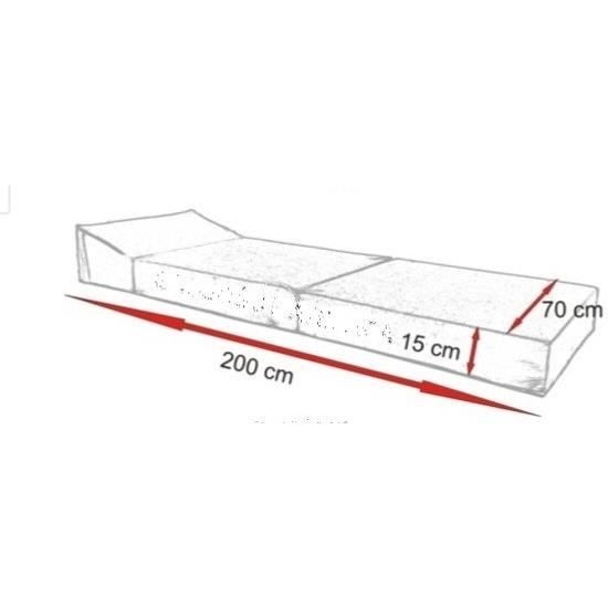 Matelas Invité Avec Oreiller - 70cm X 200cm X 15cm - Pliable - Gris
