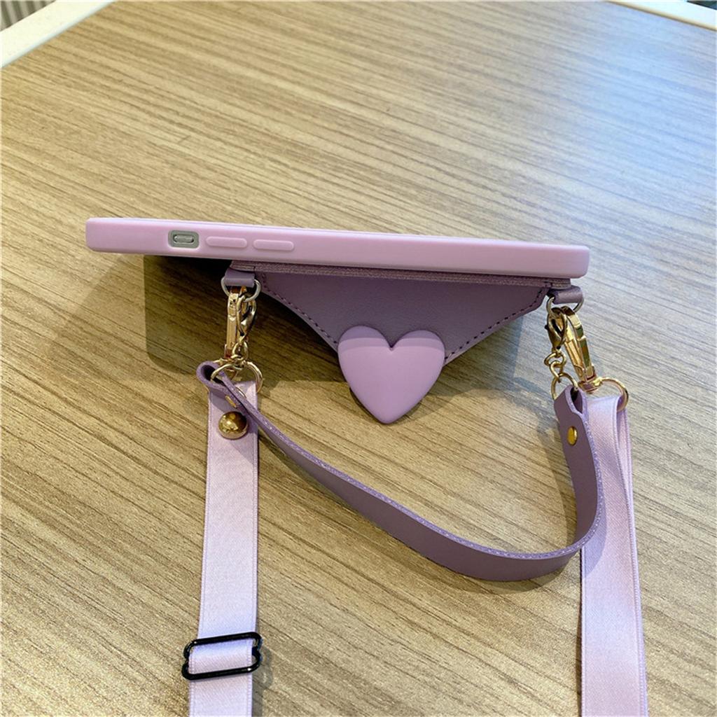 Crossbody Lanyard Necklace Strap Card Holder Purple Case for iPhone 11 15 16 14 Pro Max X XS XR Max Coin Purse Cover