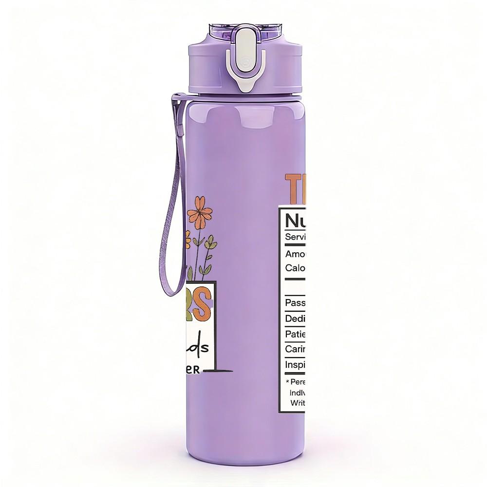 1PC Teacher Appreciation Thank You Print 750ml Color Plastic Sports Water Bottle Leakproof Flip Straw Lid Suitable for Sports Office Home Use