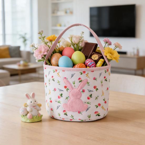Easter Tote Bag Decorative Bunny Basket Spring Holiday Bag Egg Collecting Festive Party Indoor Outdoor Decoration
