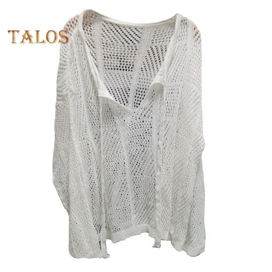 Осень-зима мужской свитер с ажурной резинкой и длинными рукавами, однотонный трикотажный пуловер с V-образным вырезом, средней длины, теплый трикотаж