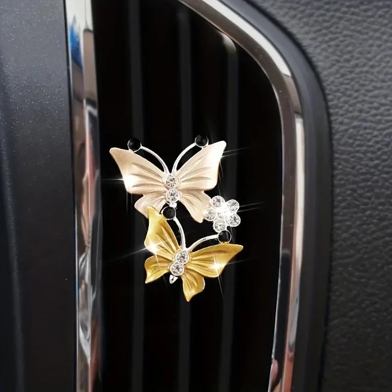 Car Air Conditioning Outlet Perfume Decoration Clip Dual-color Double Butterfly Car Interior Air Purification Decoration Clip