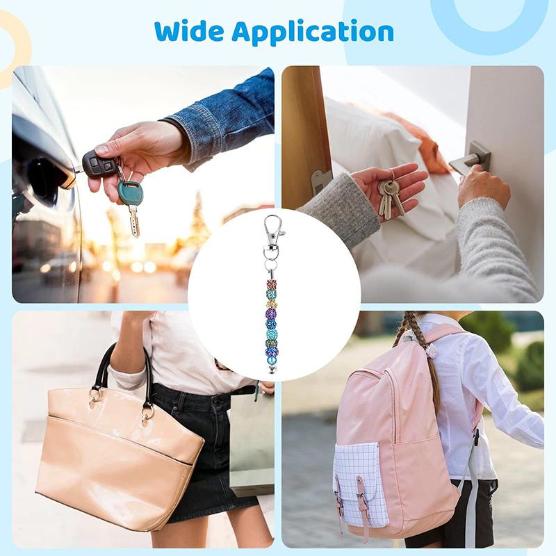 WTEMPO Заготовки для брелоков с бусинами, пустые съемные металлические аксессуары для брелоков для DIY рукоделия, набор для брелоков с бусинами, серебристая отделка