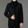 Мужское двухстороннее кашемировое пальто с воротником-стойкой, шерстяное пальто средней длины на пуховой подкладке, воротник из меха норки средней выдержки