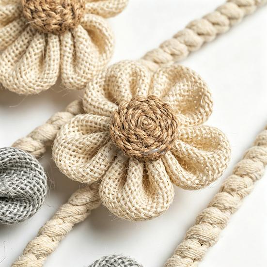 Cotton And Linen Curtain Tiebacks, Decorative Curtain Holdbacks Rope, Flower Curtain Tie Backs, Boho Drapes Holdbacks for Home Office Hotel Decor