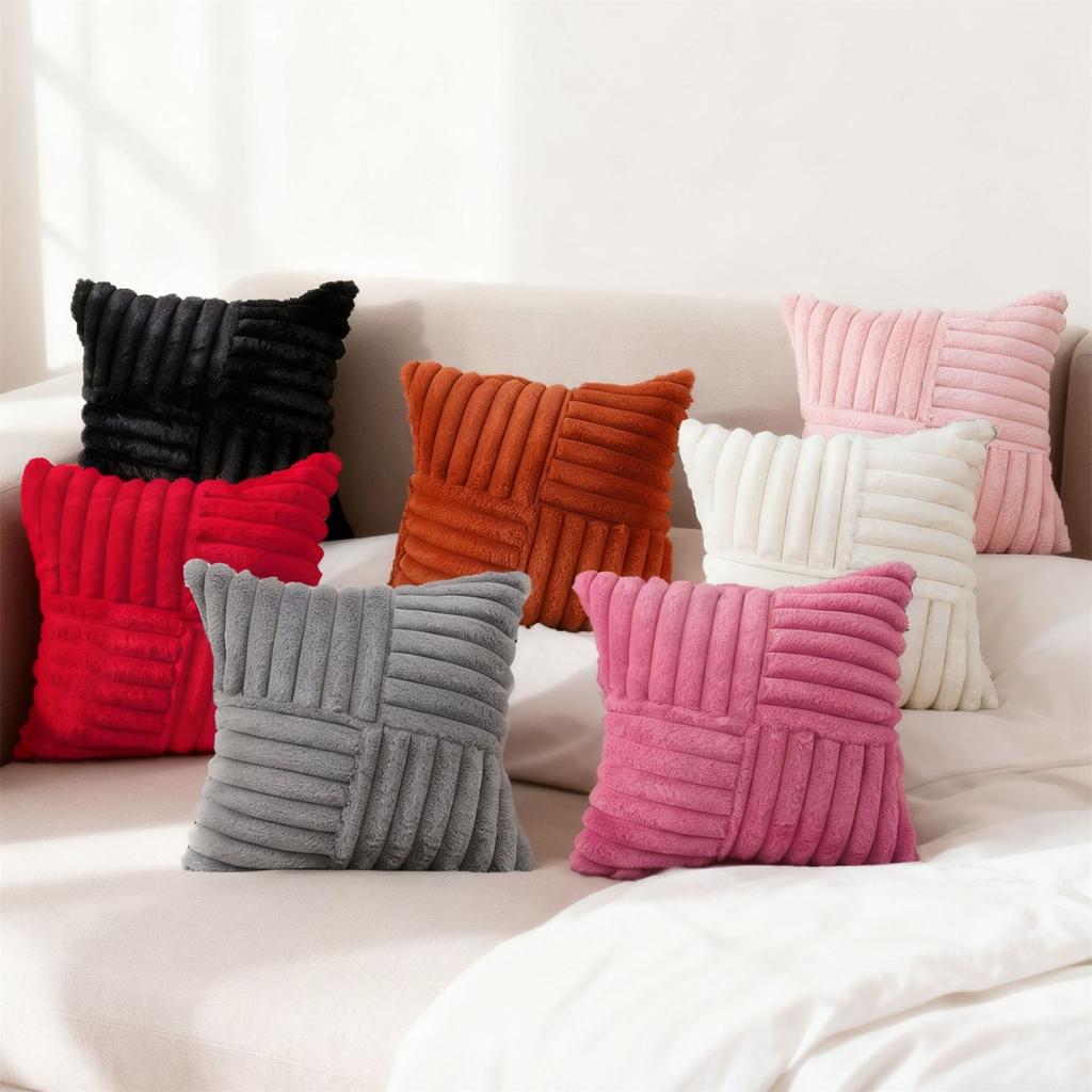 Decorative Throw Pillowcase, Patchwork Design, 18 X 18 Inches, Soft Striped Throw Pillowcase, Suitable For Sofas, Beds, Living Rooms