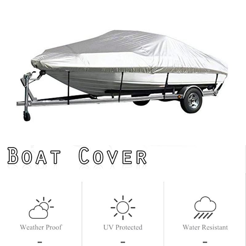 5 Sizes Boat Cover 300D Oxford Fabric Outdoor Protection Waterproof Reflective Anti-smashing Tear Proof Fit Bass Boats 20-22FT