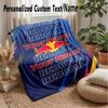 Red Bull Racing Custom Flannel Throw Blanket Print Your Name Text Soft Warm Blanket Holiday Present