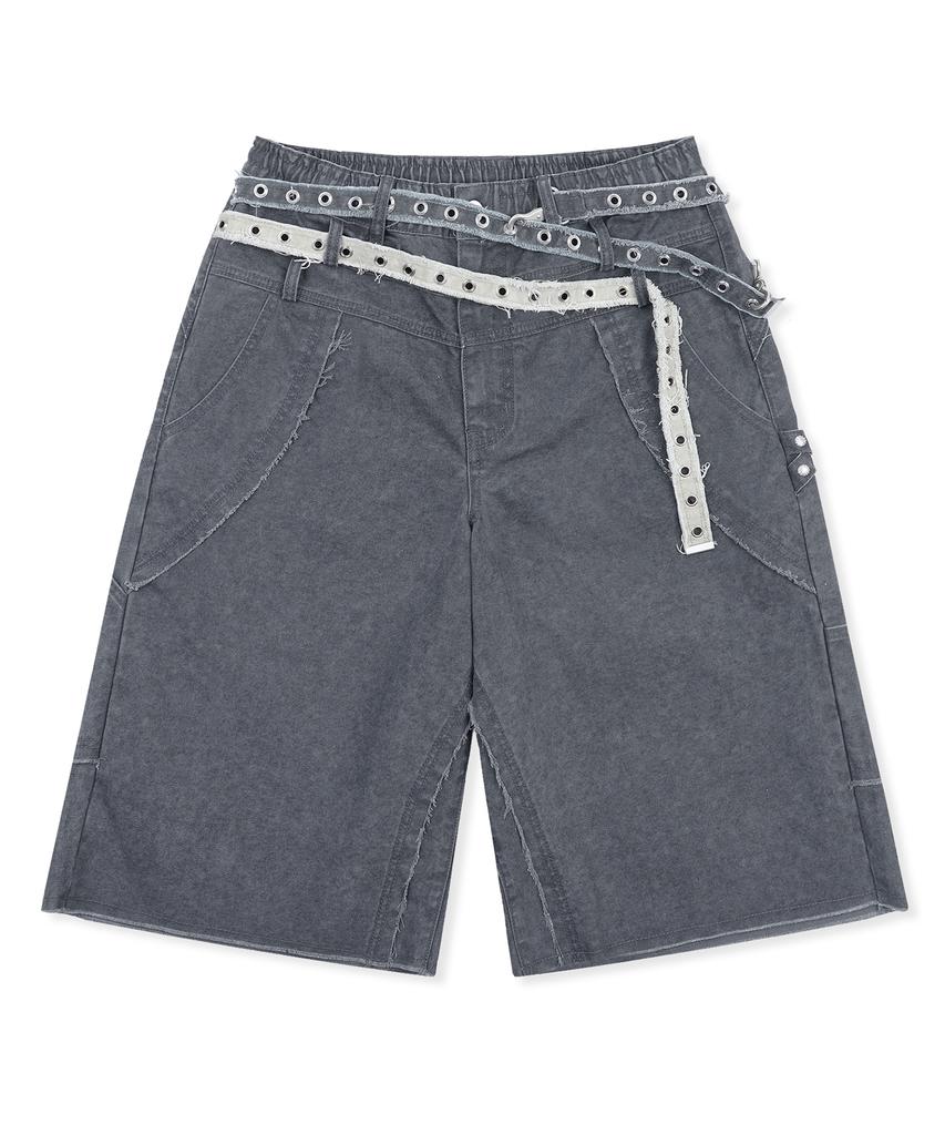 XTONZ Xp332 Twine Chain Bermuda Cotton Pants (Charcoal)