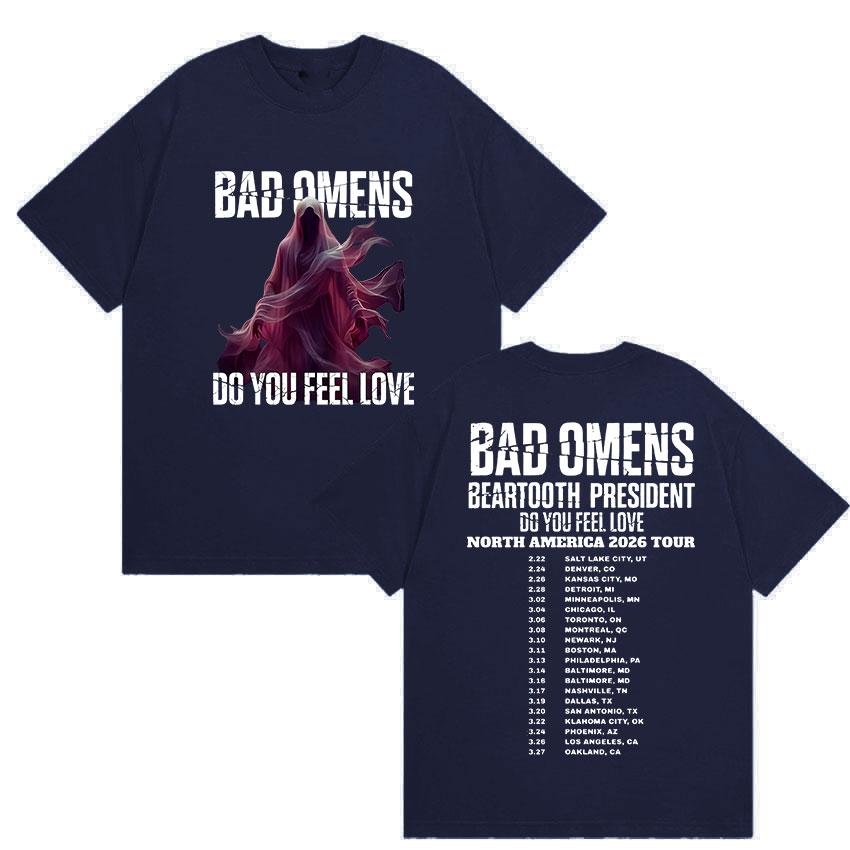 Bad Omens Тур Do You Feel Love 2026 Печатные Футболки Мужские Женские Ретро Оверсайз Хлопковая Футболка Классическая Панк Готическая Одежда Футболка
